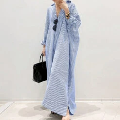 Women's Cotton Linen Maxi Shirt Dress Casual Split Long Sleeve For All Seasons 2024 Spring -Slay Clothing Shop 2e56bf1f 5fb0 4159 80eb ea8837e6dfff