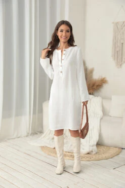 Women‘s Casual Dress Shirt Dress Shift Dress Midi Dress Yellow Navy Blue White Long Sleeve Pure Color Button Winter Fall Spring Shirt Collar Basic Winter Dress Daily Vacation 2023 S M L XL XXL 3XL -Slay Clothing Shop 2e759532 5604 4ff5 b93e f6727c5ad5dc