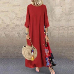 Women's Casual Dress Cotton Linen Dress Swing Dress Maxi Long Dress Print Bohemia Casual Daily Crew Neck Long Sleeve Summer Spring Fall Black Yellow Floral -Slay Clothing Shop 2fd80812 c8a1 412d aafd 861efced39af