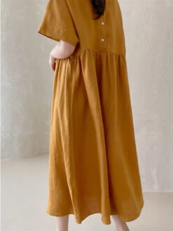 Women's Casual Dress Cotton Linen Dress Tiered Dress Maxi Long Dress Linen / Cotton Blend Daily Casual Outdoor Home Daily Crew Neck Pocket Short Sleeve Summer Spring 2023 Loose Fit Yellow Pink Plain -Slay Clothing Shop 2ff4b1b2 6df5 499c bf3d 4f48c83f30eb