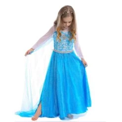 Kids Girls' Elsa Frozen Costume Dress Sequin Floral Performance Party Blue Maxi Long Sleeve Princess Sweet Dresses Fall Winter Regular Fit 3-10 Years -Slay Clothing Shop 308c57c9 f099 4d1d bc1a 304de9d2527b