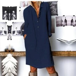 Women‘s Casual Dress Shirt Dress Shift Dress Midi Dress Yellow Navy Blue White Long Sleeve Pure Color Button Winter Fall Spring Shirt Collar Basic Winter Dress Daily Vacation 2023 S M L XL XXL 3XL -Slay Clothing Shop 31232b9d 1fde 4dcb 8929 ab20a8a57ca2