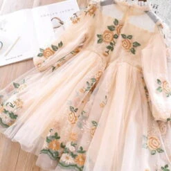 Kids Girls' Dress Floral Long Sleeve School Vacation Print Princess Sweet Polyester Asymmetrical A Line Dress Fall Winter 3-10 Years Pink Beige -Slay Clothing Shop 31d0480d 6df6 461b b6af b491e8094013