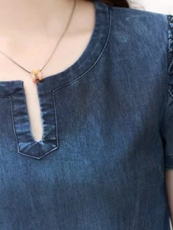 Women's Denim Dress Casual Dress Mini Dress Denim Fashion Casual Outdoor Daily Vacation Split Neck Patchwork Pocket Short Sleeve Summer Spring 2023 Regular Fit Blue Color Block S M L XL 2XL -Slay Clothing Shop 32d0be3c 436c 4716 bb33 306fbb68e34a