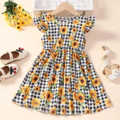 Kids Girls' Floral Dress Flower Short Sleeve Casual Adorable Daily Cotton Above Knee Casual Dress A Line Dress Floral Dress Summer Spring 1-6 Years Multicolor Black White -Slay Clothing Shop 33c07518 c23f 4b0d 8714 aa7468def622