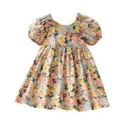 Kids Girls' Dress Floral Dress Floral Short Sleeve Outdoor Casual Puff Sleeve Vacation Fashion Adorable Cotton Midi Casual Dress Floral Dress Summer Dress Summer Spring 2-8 Years Yellow -Slay Clothing Shop 34cb241c 565e 4a8c ac56 25a262843f9a