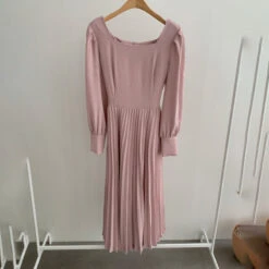 Women's Party Dress Wedding Guest Dress A Line Dress Midi Dress Pink Khaki Long Sleeve Pure Color Ruched Spring Fall Winter Square Neck Modern Winter Dress Vacation Fall Dress Slim 2023 S M L XL -Slay Clothing Shop 35a66d9e 63bf 4931 b84b 069e0c438da8