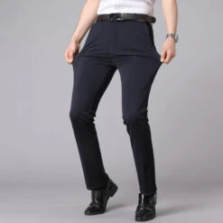 Men's Dress Pants Trousers Pocket Straight Leg Solid Colored Comfort Wedding Office Business Streetwear Casual Black Deep Blue Micro-elastic -Slay Clothing Shop 373fa735 3839 4790 8aee a7c8f3edaacc