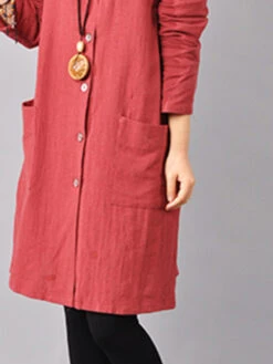 Women's Cotton Linen Dress Casual Dress Mini Dress Cotton Blend Basic Casual Outdoor Daily Vacation V Neck Button Pocket Long Sleeve Spring Fall Autumn 2023 Loose Fit Yellow Red Navy Blue Pure Color -Slay Clothing Shop 3819aeaf 1b67 4ccf ae63 d7b73dbf7b04