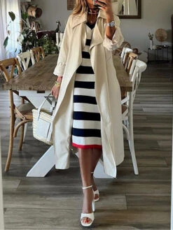 Women's Summer Dress Print Dress Stripe Print Split V Neck Midi Dress Active Fashion Outdoor Street Short Sleeve Regular Fit Black Summer Spring S M L XL -Slay Clothing Shop 381f705e bce7 4c0a 9dc3 d091ea21e239