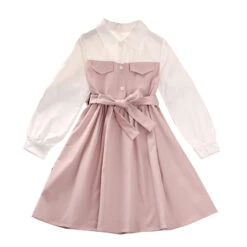Kids Girls' Dress Solid Color Long Sleeve Casual Adorable Daily Cotton Above Knee A Line Dress Summer Spring 5-13 Years Pink -Slay Clothing Shop 39cc2bae e45c 47d4 9d9e cbfe5eca9f53