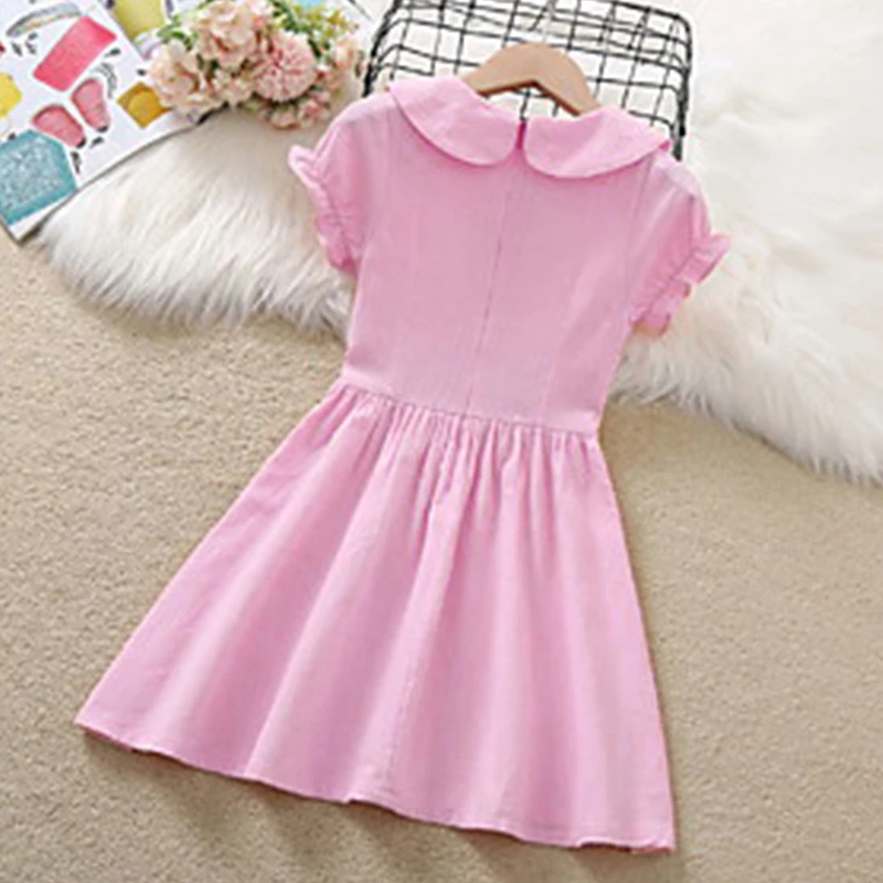 Kids Girls' Dress Solid Colored Short Sleeve School Sports & Outdoor Daily Puff Sleeve Print Basic 90% Cotton Knee-length Summer 3-10 Years Pink Blue 6 Kids Girls' Dress Solid Colored Short Sleeve School Sports & Outdoor Daily Puff Sleeve Print Basic 90% Cotton Knee-length Summer 3-10 Years Pink Blue - Image 6