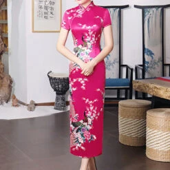 Women's Cheongsam Floral Mandarin Collar Chinoiserie Dress Long Dress Maxi Dress Light Pink Black Blue Short Sleeve Spring Summer Weekend S M L XL XXL 3XL 4XL 5XL 6XL -Slay Clothing Shop 3ba154e7 92e8 403c 9ef5 ab771eacf546