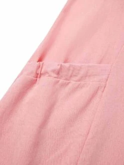 Women's Cotton Linen Casual Midi Shift Dress Sleeveless Pockets Crew Neck Spring Summer Blue Pink Khaki -Slay Clothing Shop 3ce9b978 306e 4800 8836 6a11dbb971a5