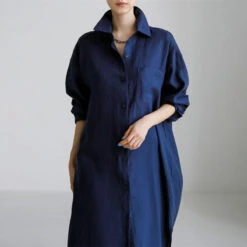 Women's Cotton Linen Dress Casual Dress Swing Dress Maxi Long Dress Cotton Blend Stylish Casual Winter Dress Daily Holiday Shirt Collar Button Pocket Long Sleeve Summer Spring Fall 2022 Loose Fit -Slay Clothing Shop 3de28a1a 99a8 48cd 9448 2f8d2e8be541