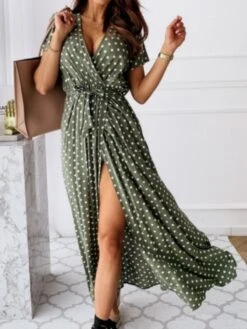 Women's Long Dress Maxi Dress Casual Dress Wrap Dress Summer Dress Polka Dot Fashion Casual Daily Holiday Vacation Drawstring Print Short Sleeve V Neck Dress Loose Fit Black Pink Blue Summer Spring S -Slay Clothing Shop 3e038ed0 31de 410d 8976 f6d1f35904a2