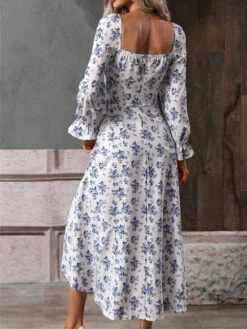Women's Long Dress Maxi Dress Casual Dress Floral Dress Floral Casual Daily Holiday Vacation Split Print Long Sleeve Square Neck Dress Regular Fit White Blue Purple Summer Spring S M L XL -Slay Clothing Shop 3e3b5469 0927 457e 8b35 7a55ed5bc869