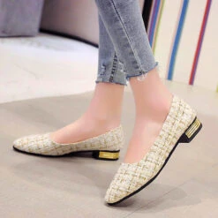 Women's Flats Bling Bling Shoes Dress Shoes Plus Size Outdoor Office Daily Plaid Block Heel Low Heel Pointed Toe Elegant Classic Casual Walking Glitter Synthetics Loafer Black White Blue -Slay Clothing Shop 3ebdf310 8b06 4f3f b74c 20469a379623