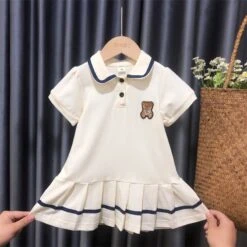 Kids Girls' Dress Solid Color Cartoon Short Sleeve Performance Active Adorable Cotton Knee-length White Dress A Line Dress Summer Dress Summer Spring 3-7 Years 794-blue 839-pink 085-pink -Slay Clothing Shop 3ed4bb2f 5b84 465c 8b0d 2911d471b2fa