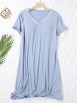 Women's Padded Nightgown Nightshirt Dress Stripe Fashion Casual Soft Home Daily Bed Polyester Breathable V Wire Short Sleeve Chest Pads Summer Spring Light Pink Black -Slay Clothing Shop 413edd00 c35d 4dd6 a66d a5e044bd8842
