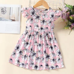 Kids Girls' Floral Dress Flower Short Sleeve Casual Adorable Daily Cotton Above Knee Casual Dress A Line Dress Floral Dress Summer Spring 1-6 Years Multicolor Black White -Slay Clothing Shop 4382b133 008d 4a63 94ab d172f5682f5e