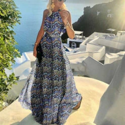 Women's Casual Dress Swing Dress Polka Dot Dress Long Dress Maxi Dress Chiffon Dress Pleated Green Black Blue Sleeveless Print Spring Summer Halter Neck Vacation Beach Daily 2023 S M L XL -Slay Clothing Shop 441d0682 1f2c 4f34 a892 9212bf90e6cb
