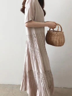 Women's Casual Dress Cotton Linen Dress Swing Dress Maxi Long Dress Cotton Blend Basic Casual Outdoor Daily Vacation Crew Neck Pocket Short Sleeve Summer Spring 2023 Loose Fit Black Navy Blue Sky Blue -Slay Clothing Shop 44c2e061 55c8 4c3f a9cc 52df376ce74c