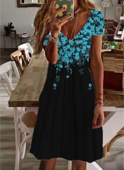 Women's Casual Dress T Shirt Dress Tee Dress Midi Dress White Short Sleeve Floral Print Fall Spring Summer V Neck Basic Daily Vacation 2023 S M L XL XXL 3XL -Slay Clothing Shop 45295666 a781 4e29 b441 e0ce40c35d1a