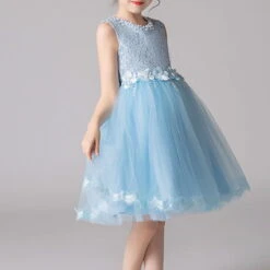 Kids Girls' Dress Solid Colored Sleeveless Performance Party Mesh Bow Princess Sweet Cotton Tulle Knee-length Floral Embroidery Dress A Line Dress Summer 4-13 Years White Pink Blue -Slay Clothing Shop 47e2912a a224 4ec7 81f6 f1390028d782