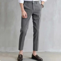 Men's Dress Pants Trousers Suit Pants Pocket Straight Leg Plain Comfort Breathable Ankle-Length Outdoor Daily Going Out Fashion Streetwear Black Khaki