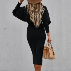 Women's Party Dress Work Dress Sheath Dress Midi Dress Black Red Beige Long Sleeve Pure Color Ruched Spring Fall Winter Crew Neck Fashion Office 2023 S M L XL XXL -Slay Clothing Shop 4890339e f0bb 447f a4c6 08784bcd932b