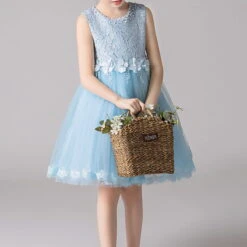 Kids Girls' Dress Solid Colored Sleeveless Performance Party Mesh Bow Princess Sweet Cotton Tulle Knee-length Floral Embroidery Dress A Line Dress Summer 4-13 Years White Pink Blue -Slay Clothing Shop 490678d1 cad7 4c55 9549 65ba67dabc38