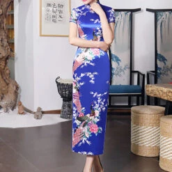 Women's Cheongsam Floral Mandarin Collar Chinoiserie Dress Long Dress Maxi Dress Light Pink Black Blue Short Sleeve Spring Summer Weekend S M L XL XXL 3XL 4XL 5XL 6XL -Slay Clothing Shop 49748f4c 6b9a 4b08 8699 0da0eb773428