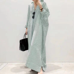 Women's Cotton Linen Maxi Shirt Dress Casual Split Long Sleeve For All Seasons 2024 Spring -Slay Clothing Shop 4a9261cb 75fe 44df be0e 62b9c8f46e61