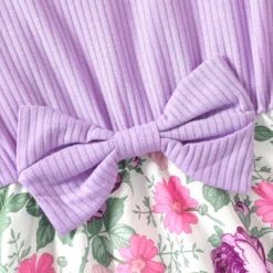 Kids Girls' Floral Dress Floral Short Sleeve Casual Ruched Patchwork Daily Polyester Floral Dress Summer Spring 7-13 Years Purple -Slay Clothing Shop 4bf6c23b 3e68 4e72 b403 bcf7a5302452