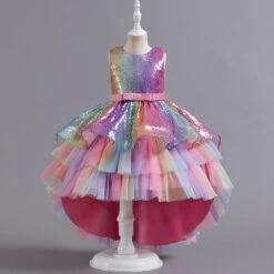 Kids Girls' Dress Sequin Colour Sleeveless Wedding Party Birthday Patchwork Bow Princess Sweet Polyester Asymmetrical Tulle Dress Flower Girl's Dress Summer Spring 4-12 Years Multicolor Pink Purple -Slay Clothing Shop 4cbbbe71 31ac 4b20 a66f ec18dd75b187