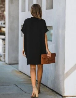 Women's Casual Dress Midi Dress Black White Yellow Short Sleeve Pure Color Summer Spring V Neck Hot 2023 S M L XL XXL -Slay Clothing Shop 4cdac0af db09 4308 b06a bdf0d98889db