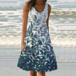 Women‘s Casual Dress Shift Dress Sundress Midi Dress Green Blue White Sleeveless Pocket Spring Summer U Neck 2023 S M L XL XXL 3XL