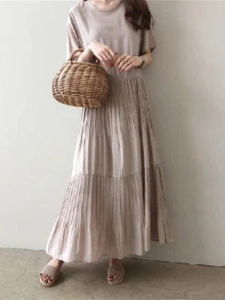 Women's Casual Dress Cotton Linen Dress Swing Dress Maxi Long Dress Cotton Blend Basic Casual Outdoor Daily Vacation Crew Neck Pocket Short Sleeve Summer Spring 2023 Loose Fit Black Navy Blue Sky Blue