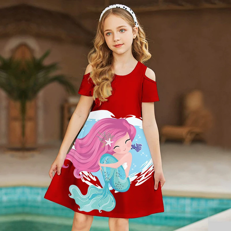 Girls' Casual Dress A Line Dress Tank Dress Short Sleeve Graphic Cartoon Mermaid 3D Printed Graphic Dresses Cute Casual Sweet Above Knee Polyester Dress Summer Spring Kids Sports & Outdoor Daily 4 Girls' Casual Dress A Line Dress Tank Dress Short Sleeve Graphic Cartoon Mermaid 3D Printed Graphic Dresses Cute Casual Sweet Above Knee Polyester Dress Summer Spring Kids Sports & Outdoor Daily - Image 4