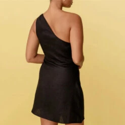 Women's Casual Dress Linen Dress Shift Dress Mini Dress Black White Red Sleeveless Pure Color Backless Spring Summer One Shoulder Vacation 2023 XS S M L XL XXL -Slay Clothing Shop 5007d027 63d1 4f8e 8d81 425023762287