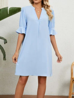 Women's Casual Dress Summer Dress Mini Dress Ruffle Daily Date Going Out Fashion Basic Split Neck Half Sleeve 2023 Loose Fit Black White Wine Color S M L XL XXL Size -Slay Clothing Shop 504b5d79 a721 4365 b058 73a82114c3f1