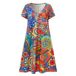 Women's Casual Dress T Shirt Dress Tee Dress Sheath Dress Floral Paisley Print Deep V Mini Dress Classic Casual Date Short Sleeve Summer Spring -Slay Clothing Shop 51c3043b 6e93 4e64 8fe3 ab63470e5433