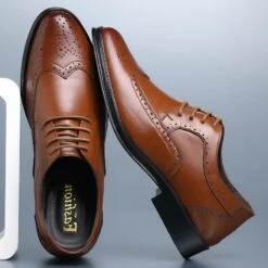 Men's Oxfords Derby Shoes Brogue Dress Shoes Plus Size Business Wedding Party & Evening Faux Leather Breathable Lace-up Yellow Brown Black White Spring