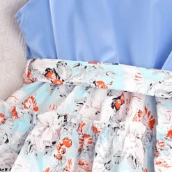 Kids Girls' Dress Floral Dress Floral Short Sleeve Casual Fashion Daily Cotton Knee-length Casual Dress A Line Dress Floral Dress Summer Spring 4-12 Years Sky Blue -Slay Clothing Shop 549e442e 6b93 43c0 8d66 cd60a58ac86a