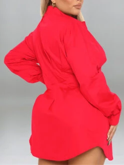 Women's Plus Size Casual Dress Shirt Dress Sheath Dress Solid Color Mini Dress Long Sleeve Button V Neck Basic Outdoor Black Yellow Fall Spring XL XXL 3XL 4XL 5XL -Slay Clothing Shop 555c0a62 f695 4c38 b790 8b775b14ce66