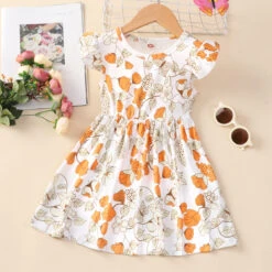 Kids Girls' Floral Dress Flower Short Sleeve Casual Adorable Daily Cotton Above Knee Casual Dress A Line Dress Floral Dress Summer Spring 1-6 Years Multicolor Black White -Slay Clothing Shop 55827eb9 b48f 42ee 98cb 5a48fe1199c4