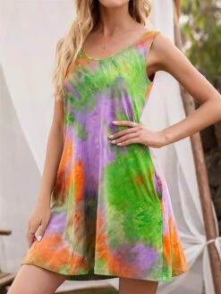 Women's Casual Dress Tank Dress Summer Dress Tie Dye Pocket Print Crew Neck Mini Dress Fashion Modern Outdoor Daily Sleeveless Regular Fit Yellow Pink Fuchsia Summer Spring S M L XL XXL -Slay Clothing Shop 55c5ddc4 5a58 4d6d 93f3 78d7b406c439