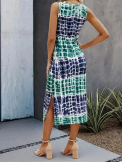 Women's Tank Dress Summer Dress Plaid Tie Dye Print Split Crew Neck Midi Dress Fashion Streetwear Outdoor Daily Sleeveless Regular Fit Yellow Red Blue Summer Spring S M L XL XXL -Slay Clothing Shop 591e9184 a9c4 45be b41f b6c47d8f3293