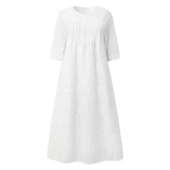 Women's Cotton Linen Dress Casual Dress Midi Dress Cotton Casual Mature Outdoor Daily Vacation V Neck Ruched Pocket Half Sleeve Summer Spring Fall 2023 Loose Fit White Blue Green Plain S M L XL 2XL -Slay Clothing Shop 5973ed4e 5b5f 4a70 aaa0 3b90190759a7
